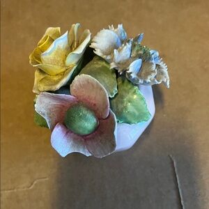 Floral Ceramic Figurine with Multicolor Flowers